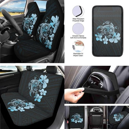 Hibiscus Tribal Sea Turtle Headrest Cover Seat Cover
