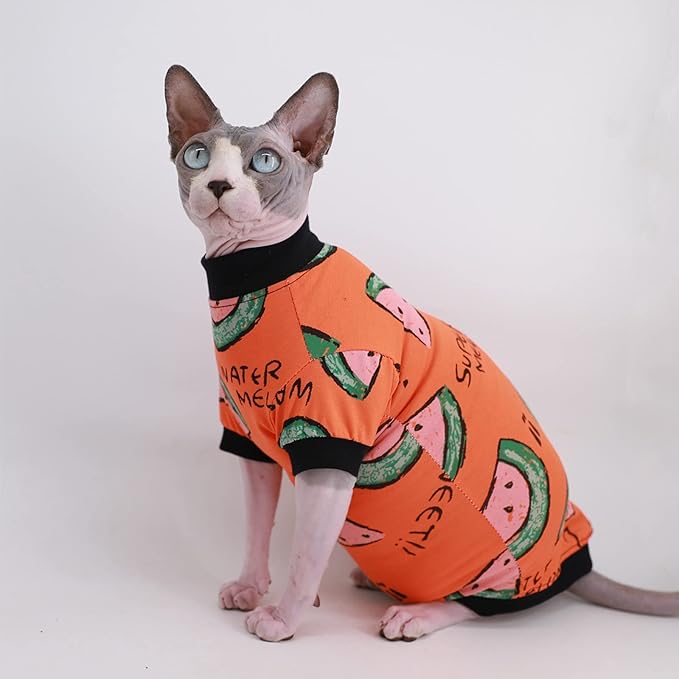 Sphynx Hairless Cat Cute Summer Cotton T-Shirts Pet Clothes 1))