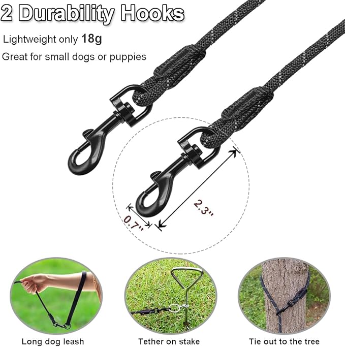 Long Leash for Small Dogs 8FT/12FT/20FT/30FT/50FT/65FT/75FT/100FT Reflective