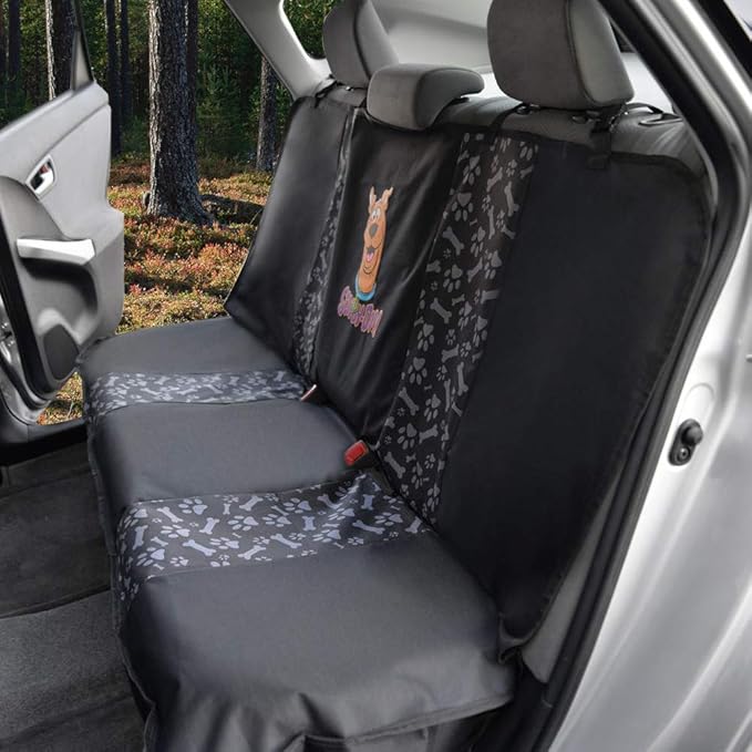 BDK Scooby Doo Waterproof Dog Car Seat Cover for Back Seat – Heavy Duty Black Oxford Automotive Rear Bench Seat Cover for Dogs