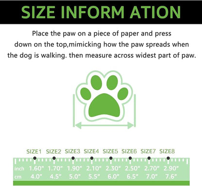 Dog Shoes, Outdoor Dog Boots Non-Slip Waterproof Dog Booties for Medium to Large Dogs 4Pcs for Winter Snowy Day, Summer Hot Pavement with Rugged Sole Green