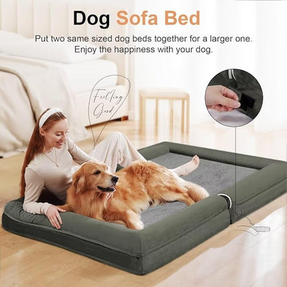 Large Dog Bed Orthopedic Washable: Beds Bolster XL Bed Large Big Dogs Memory Foam Couch Sofa Waterproof with Removable Cover