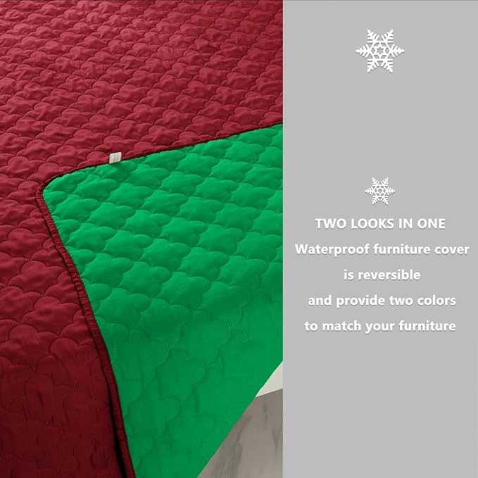 Dog Blankets for Couch Protection Christmas Red Waterproof Dog Bed Covers Pet Blanket Furniture Protector (Christmas Red + Green 68"x82")