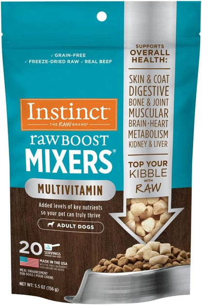 Instinct Raw Boost Mixers Freeze Dried Raw Dog Food Topper, Grain Free Dog Food Topper with Functional Ingredients 5.5 Ounce (Pack of 1)