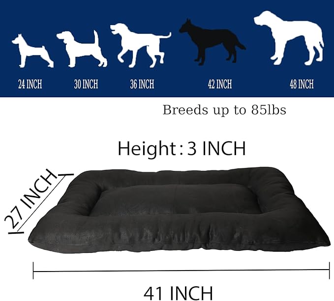 Indestructible Dog Bed for Aggressive Chewers Large Breed for Crates 42x28,Black