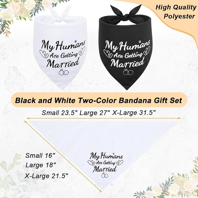 SZEE Wedding Dog Bandanas, My Humans are Getting Married Dog Bandanas for Dogs, Dog Engagement Wedding Party, Pet Wedding Photo Prop Bandana for Engagement, Gifts for Couples (White & Black, Small)