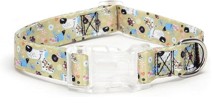 Floral Print Puppy Dog Collar for Small Medium Large Dogs Collars with Quick Release Buckle for Girls Female Dog Soft Nylon Comfortable Durable Pet Collar (NO8, L)