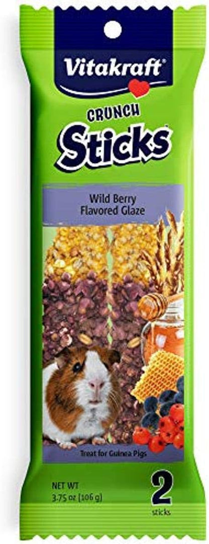 Vitakraft Crunch Sticks Guinea Pig Treat - Chew Sticks - Supports Dental Health, Long-Lasting Fun (Wild Berry & Honey)