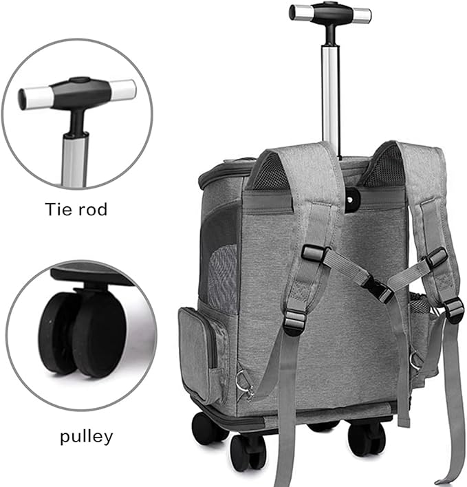 Wheeled Pet Carrier Backpack Breathable Pet Carrier