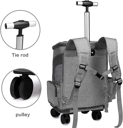 Wheeled Pet Carrier Backpack Breathable Pet Carrier