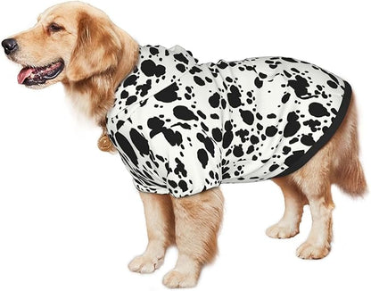 Halloween Dalmatian Dog Costume, Cute Animal Dalmatians Print Winter Clothes Sweaters for Halloween Cosplay Autumn Pets' Wear Dog Winter Hoodies with Pocket for Medium Large Dogs L