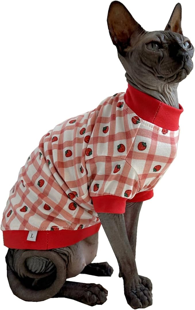 Sphynx Hairless Cat Cute Summer Cotton T-Shirts Pet Clothes 1))