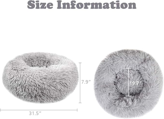 otoez Round Donut Dog Bed for Medium Dogs (31.5", Light