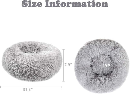 otoez Round Donut Dog Bed for Medium Dogs (31.5", Light