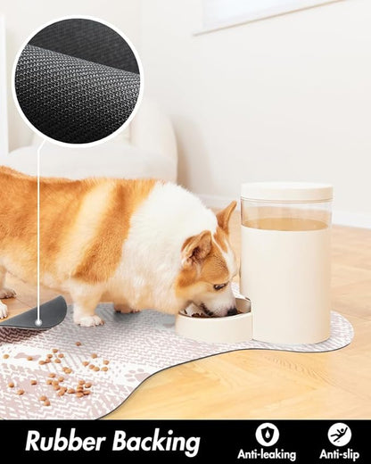 PADOOR- Dog Food Mat- Absorbent Pet Food Mat- Dog Bowl Mat Bone Shaped- Quick Dry Dog Feeding Mat 12"x19", Pink