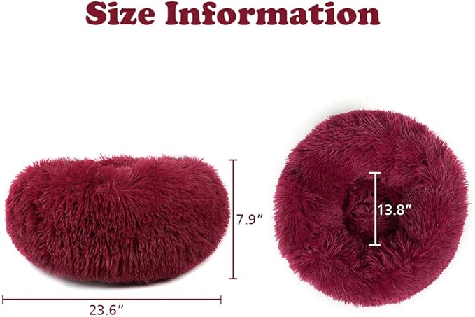 otoez Round Donut Dog Bed for Small Dogs (23.6", Dark