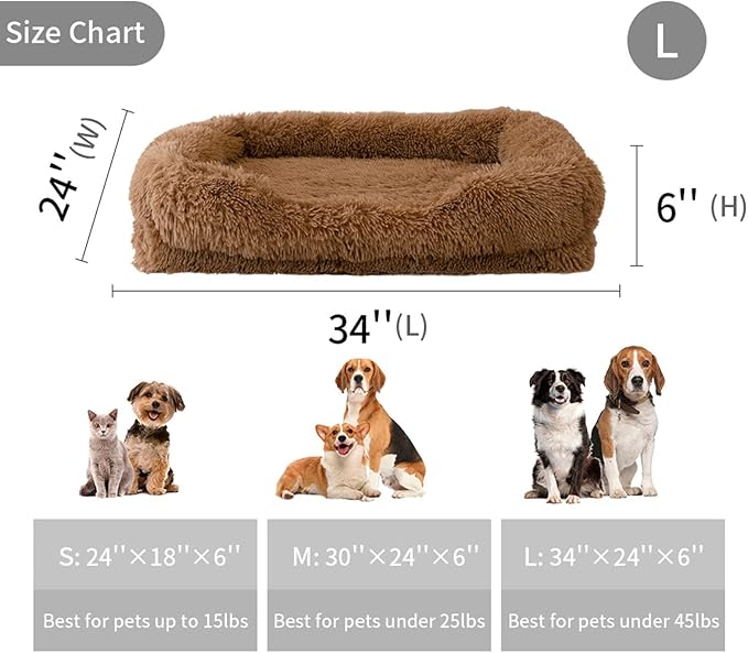 Dog Beds for Large Dogs Large Fluffy Plush Dog Bed Cat Bed Dog Crate Pad Washable Dog Crate Bed Pet Bed Sleeping Mat (Large