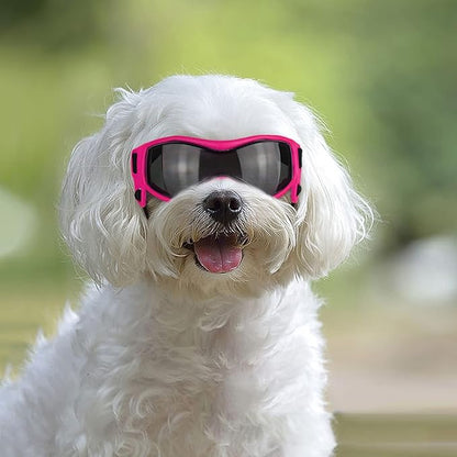 NAMSAN Dog Sunglasses Medium Breed UV Protection Pug Dog Goggles for Small to Medium Dogs Windproof Anti-fog Snowproof Puppy Glasses
