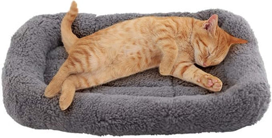 Enjoying Plush Cat Bed Mat 10" x 15" Pet Cushion with Pillow Around for Puppy Curling Sleep Cat Pad for Cat Carrier/Crate Dog Self-Warm Bed