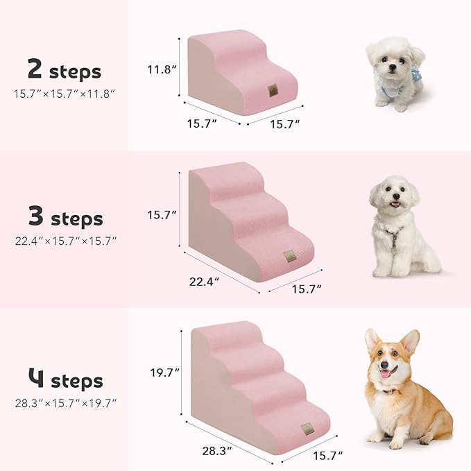 Mestuel 3-Tiers Foam Dog Stairs for Couch Sofa Bed 60 lbs,