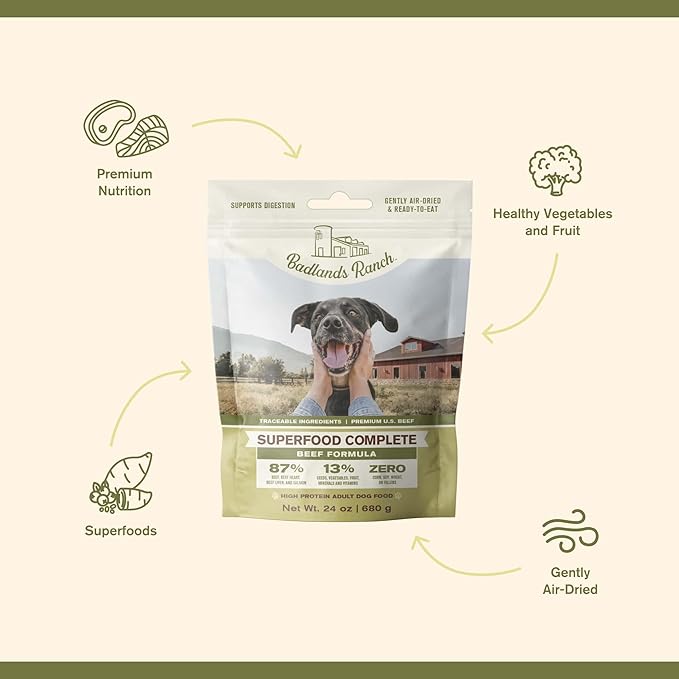 by Katherine Heigl- Superfood Complete Beef Formula Adult Dog Food, Air-Dried, High Protein, Zero Fillers, Superfood Nutrition (24 oz.)