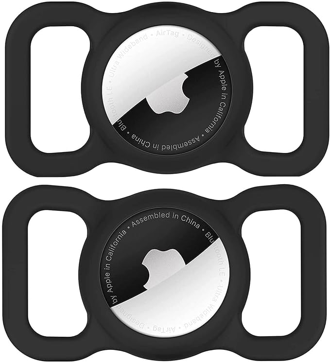 Air Tags-2 Pack Airtag Dog Collar Holder SWINCHO 1-3cm Width Collar(2xBlack)