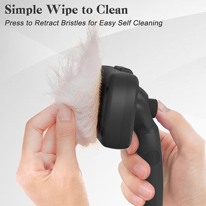 Swihauk Self Cleaning Slicker Brush for Dogs & Cats - Skin Friendly Deshedding and Grooming Brush for Haired Pets, Pet Supplies Accessory, Black