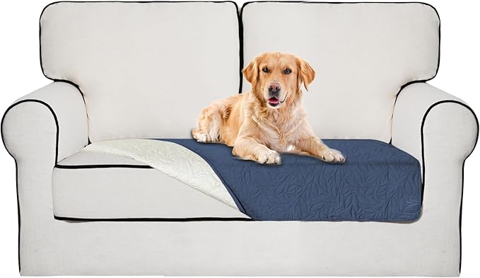 Easy-Going Waterproof Dog Bed Cover Reversible Leak Proof Pet Blanket Replacement Mat for Furniture Washable Couch Cover Sofa Cover for Dogs Cat(40x50 Inch, Navy/Ivory)