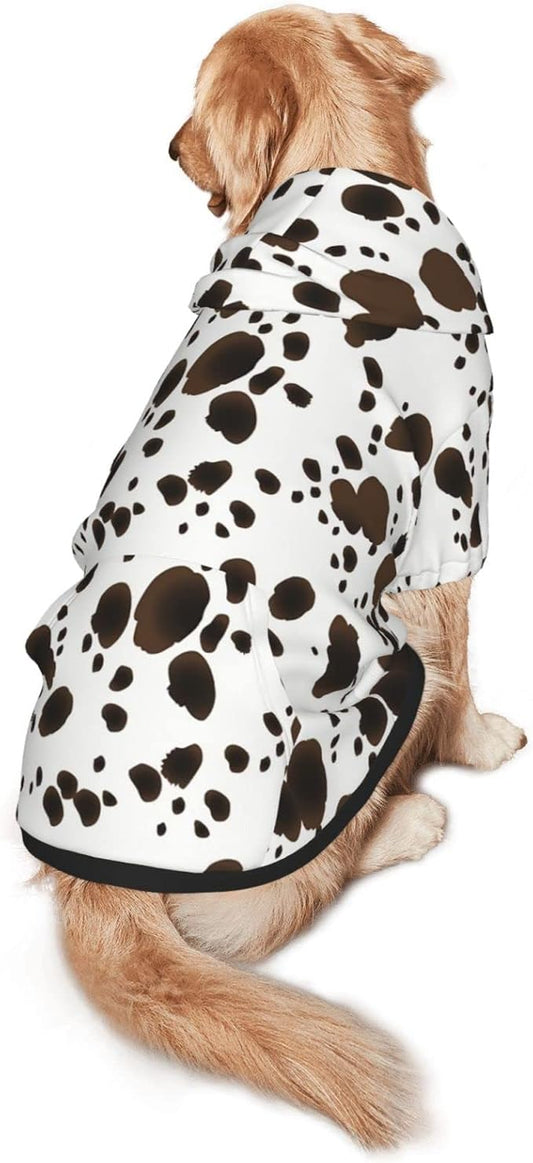 Cute Dalmatian Print Dog Hoodies，Dog Clothes with Pocket