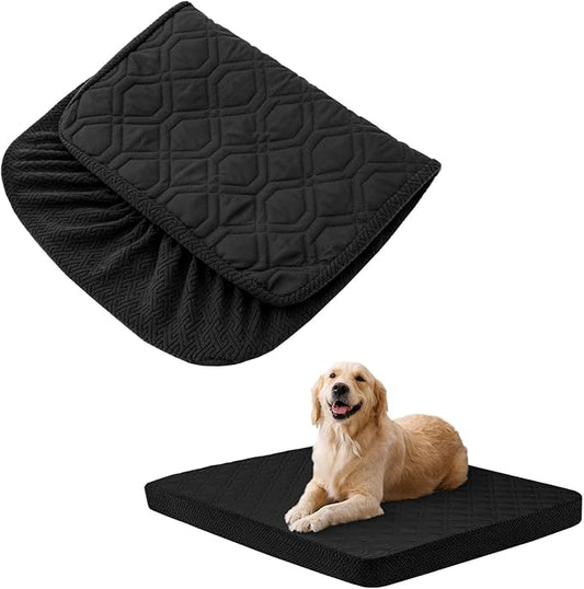 Dog Bed Covers Replacement Washable - Waterproof Dog Bed Covers Quilted, Water Absorbable Pet Puppy Bed Cover for Dog Cat, Cover Only 50x40Wx6H Inches Black