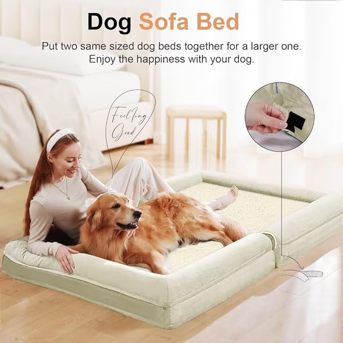 Large Dog Bed Orthopedic Washable: Beds Bolster XL Bed Medium Large Dogs Egg Crate Foam Couch Sofa Waterproof with Removable Cover