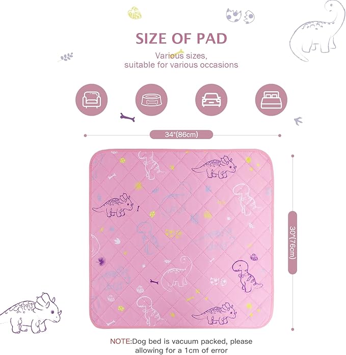 IEUUMLER Washable Pee Pads for Dogs 2 Pack EU007 (Pink 30"X34"-2pcs)