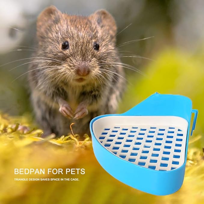 Hamster Pet Corner Toilet Litter Trays Cat Rabbit Clean Indoor Pet Potty Tray for Small Animal Guinea Pig Galesaur Ferret (Blue)