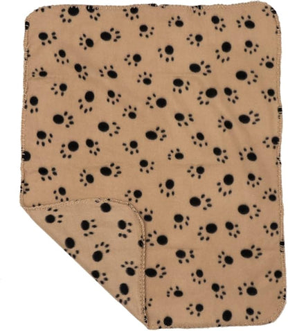 iplusmile Microfiber Pet Bath Towel Dog Towel Super Absorbent Dog Drying Towel Double- Sided Fleece Blankets for Dogs (Beige Background with Black Paws)