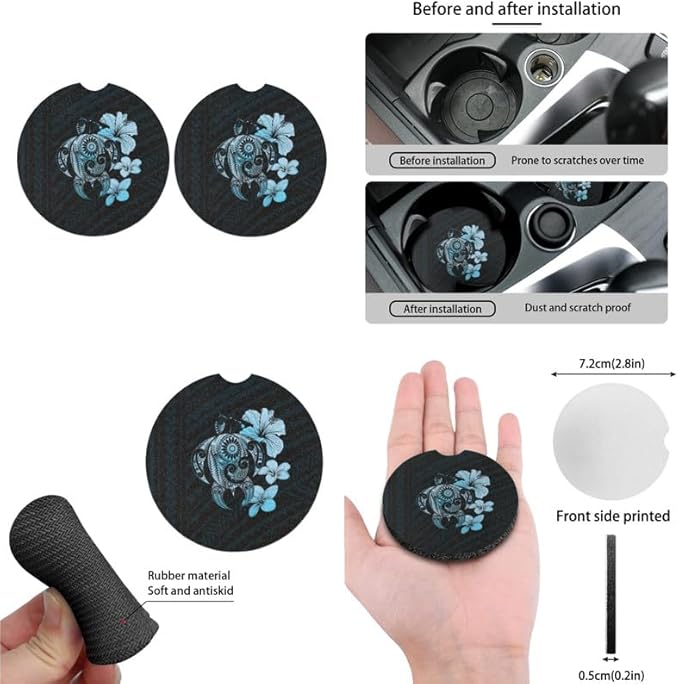 Hibiscus Tribal Sea Turtle Headrest Cover Seat Cover