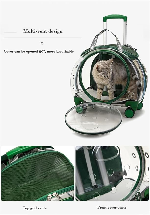 Available pet Trolley Box Full Transparent Dog Bag Large Capacity pet Backpack cat Bag Outside Trolley Box (Black)