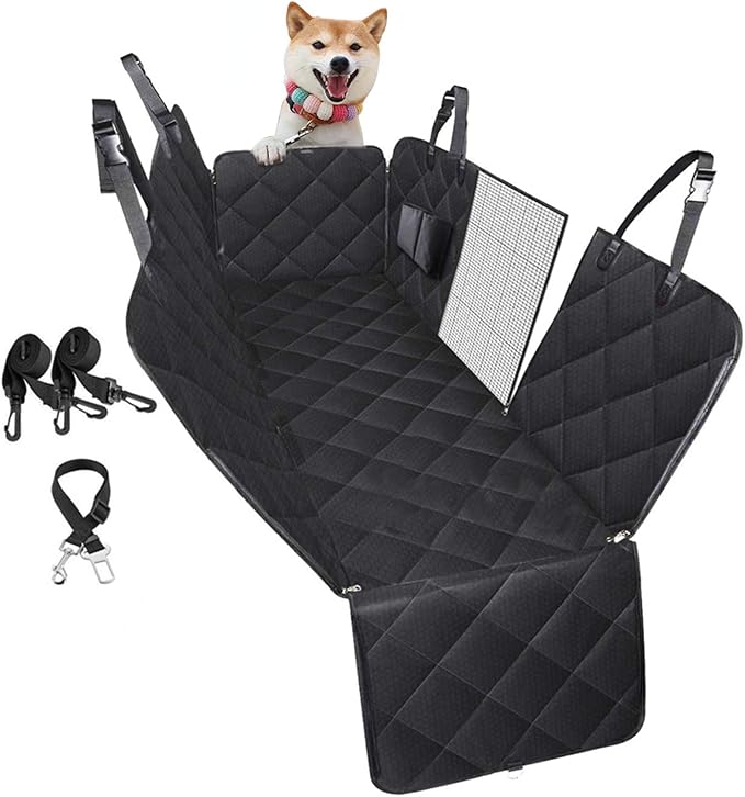 Dog Shaped Car Seat Cover with Rear Seat Mesh Window