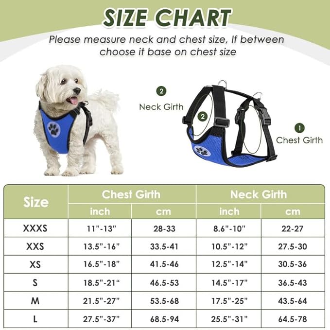 SlowTon Dog Seat Belt Harness for Car, Dog Car Harness Adjustable Mesh Breathable & Dog Seatbelt Safety Tether with Elastic Bungee for Small Medium Large Pets(Blue, Double Clip, XXS)