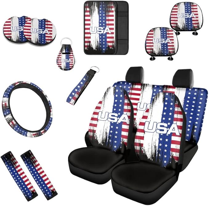 Artistic Splashing American Flag Headrest Cover Seat Cover 4th Full