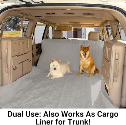 Formosa Covers Deluxe Quilted and Padded Dog Car Back Seat Cover with Non-Slip Back Best for Car Truck and SUV 56"x94", Grey
