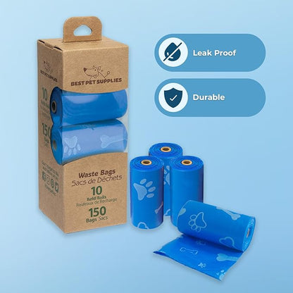 Best Pet Supplies Dog Poop Bags (150 Bags) for Waste Refuse Cleanup