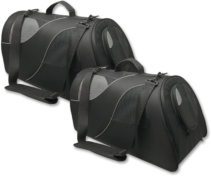 Fuzzy Buddy FB-SS-BL-2 Soft-Sided Pet Carrier for Small Dogs and Cats, Black, 2-Pack