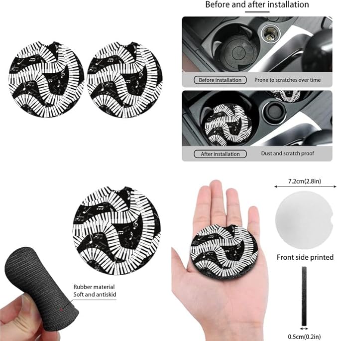 Musical Notes Pianos Headrest Cover Seat Cover Swirl