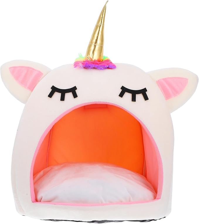 Winter Pet Sleep Bed Warm Unicorn Pet House Bed Pet Supplies for Cat Dog (Size M) Pet Dog Supplies