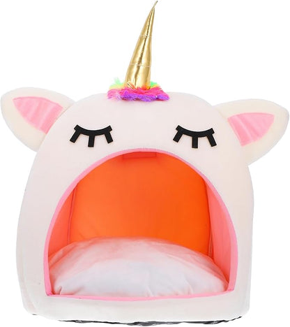 Winter Pet Sleep Bed Warm Unicorn Pet House Bed Pet Supplies for Cat Dog (Size M) Pet Dog Supplies