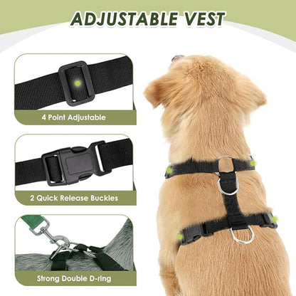 Lukovee Dog Seat Belt for Car, Adjustable Dog Car Harness for Large Medium Small Dogs, Soft Padded & Breathable Mesh Dog Seatbelt with Car Strap and Carabiner((Double Clip 2 in 1),Medium)