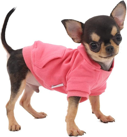 LOPHIPETS Lightweight Cotton Hoodie for Small Dogs – Hooded Sweatshirt for Chihuahuas Puppy and Toy Breeds-Pink/XS