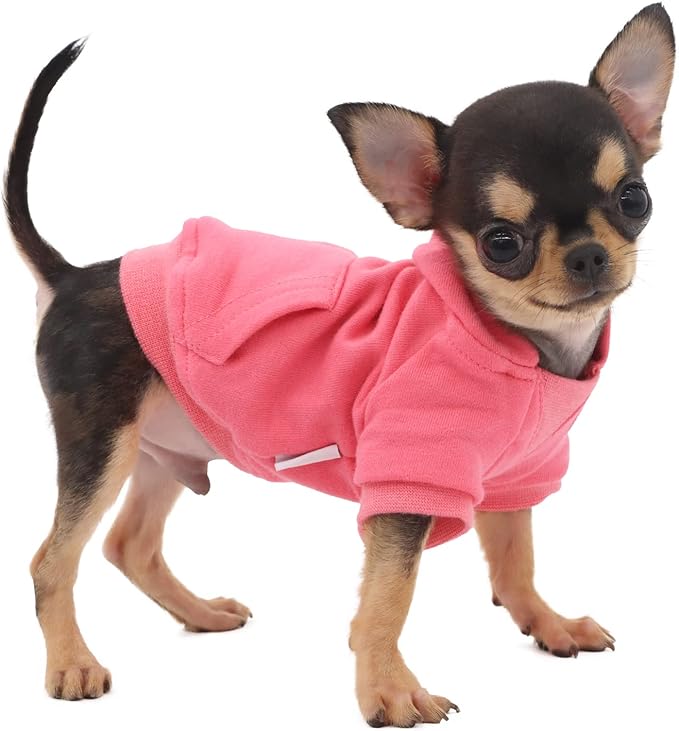 LOPHIPETS Lightweight Cotton Hoodie for Small Dogs – Hooded Sweatshirt for Chihuahuas Puppy and Toy Breeds-Pink/XXS