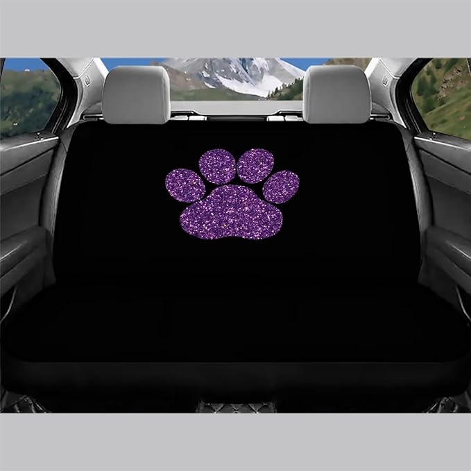 Purple Dog Paw Car Seat Covers for Rear Bench Seats Protects Against Dirt Pet Fur Dog Hair