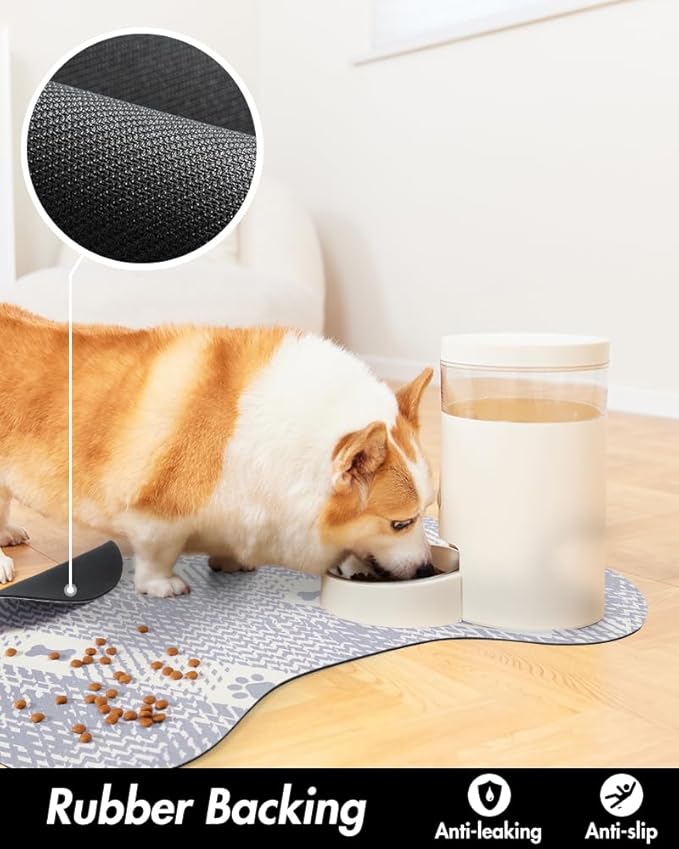 PADOOR- Dog Food Mat- Absorbent Pet Food Mat- Dog Bowl Mat Bone Shaped- Quick Dry Dog Feeding Mat 12"x19", Purple